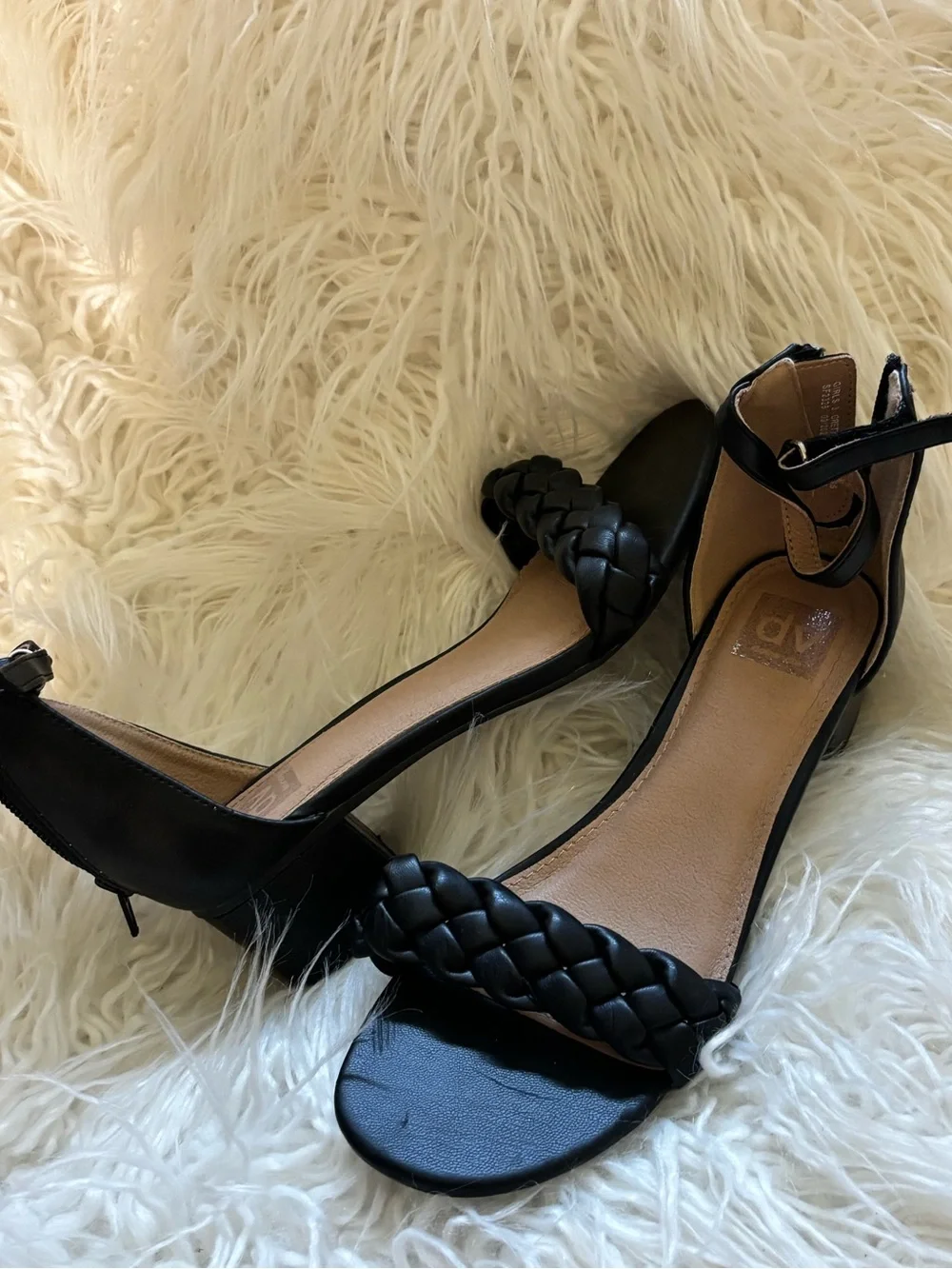 DV by Dolce Vita Black Braided Ankle-Strap Sandals